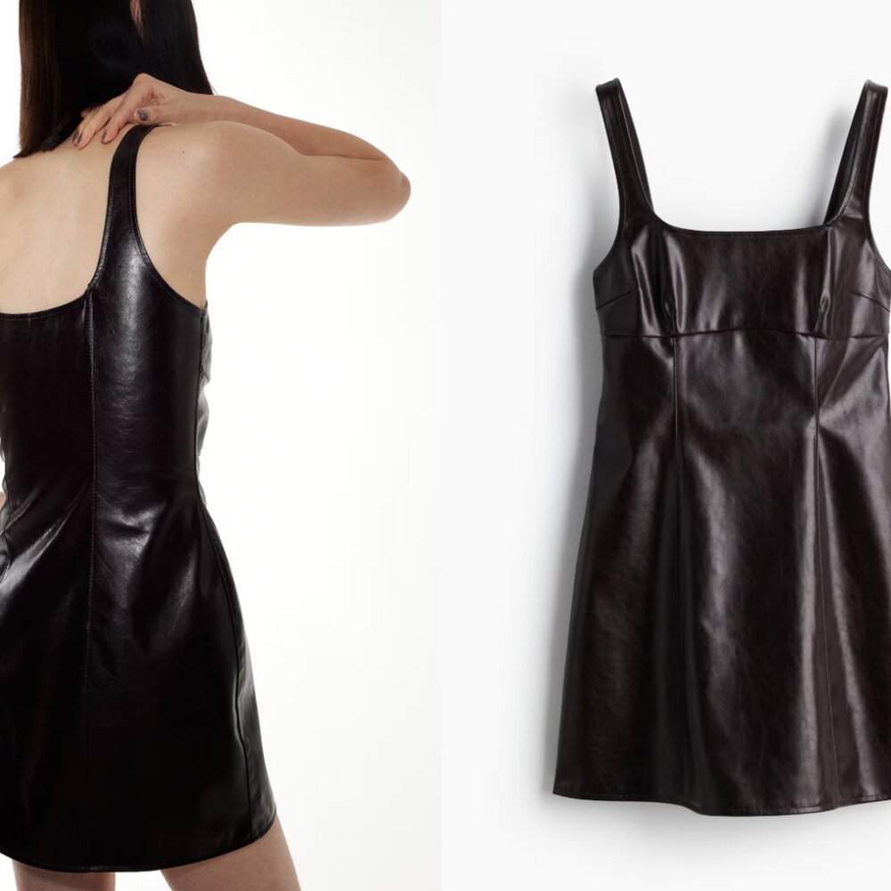 H&M – Short Dress Polyurethane  – Dark Burgundy –  Size XS